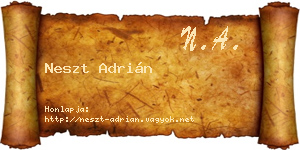 Neszt Adrián névjegykártya